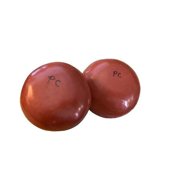 Set of Two Miniature Black on Red Pots - Picture 3 of 4